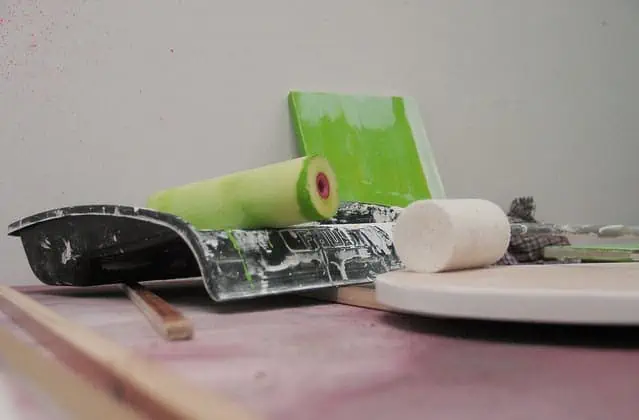 painting equipment such as roller, lid, paint sample, tray