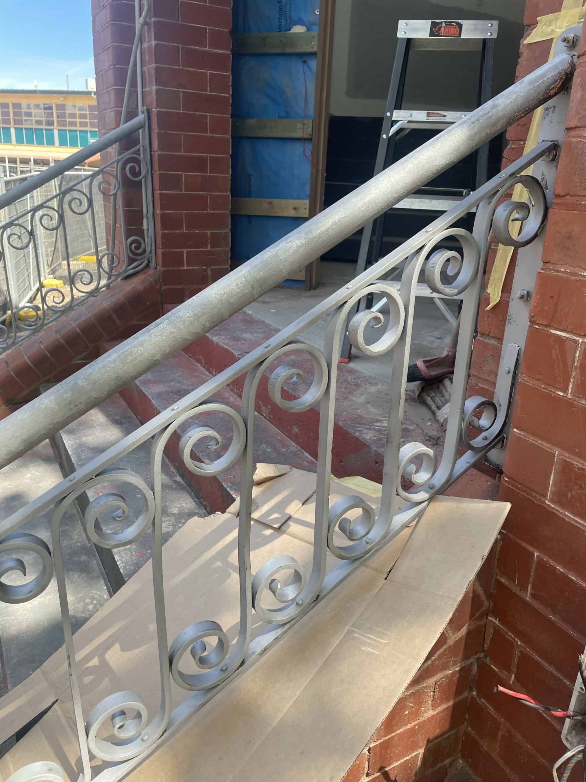 Commercial sandblasting of balustrade